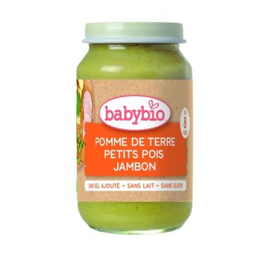 Babybio Био зеленчуково пюре с картофи, зелен грах и шунка за деца над 8 месеца x200 грама