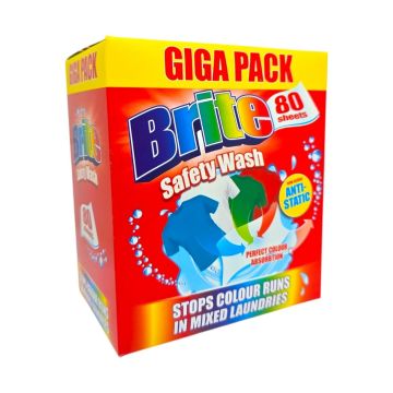 Brite Safety Wash Кърпички за сигурно пране с антистатична формула x80 броя