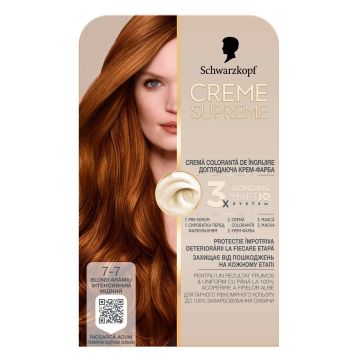 Schwarzkopf Creme Supreme Дълготрайна боя за коса, 7-7 Dark Copper Blonde
