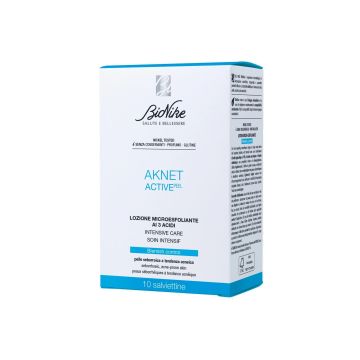 Bionike Aknet ActivePeel  Кърпички с микроексфолиращ лосион с 3 вида киселини за себорейна, склонна към акне кожа x10 броя
