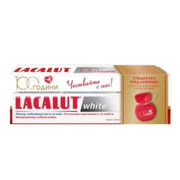 Lacalut White Комплект Избелваща паста за зъби и Конец за зъби