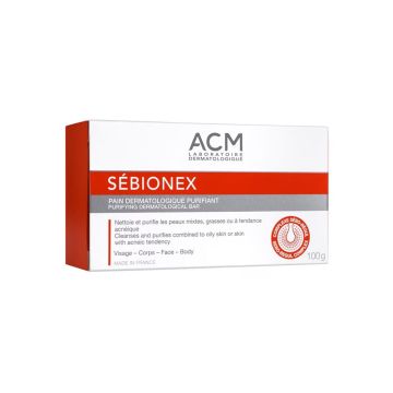 ACM Sebionex Почистващ дерматологичен сапун за лице и тяло при мазна кожа х100 грама