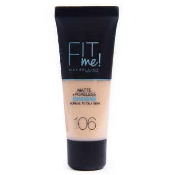 Maybelline Fit Me Матиращ фон дьо тен за нормална до мазна кожа, 106 Peach Beige