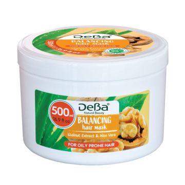 DeBa Natural Beauty Балансираща маска за склонна към омазняване коса с екстракт от орех и алое вера x500 мл