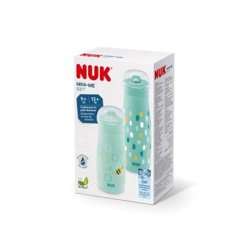 Nuk Mini Me Комплект 2в1 чаша Slip и чаша Flip, цвят зелен