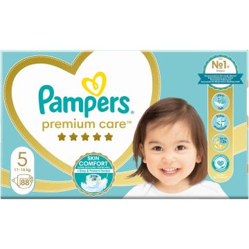 Pampers Premium Care 5 Junior Пелени за бебета и деца 11-16 кг х88 броя