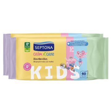 Septona Calm n' Care Kids Бебешки влажни кърпички с пантенол 2x60 броя
