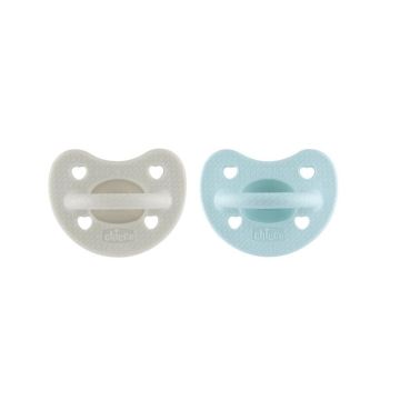 Chicco Soft Lux Силиконова залъгалка за деца от 6 до 16 месеца, х2 броя, сива и синя