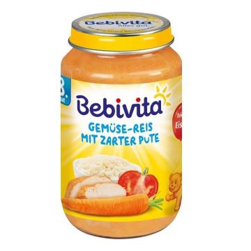 Bebivita Пюре зеленчуково ризото с пуешко месо от 8 месечна възраст х220 грама - 1044