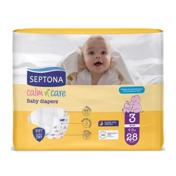 Septona Calm N' Care Midi 3  Пелени за бебета от 4 до 9 киограма х28 броя