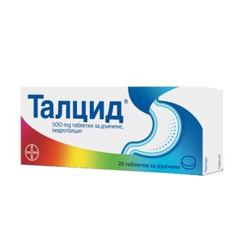 Талцид при киселини, подуване, гастрит и язва x20 таблетки, Bayer