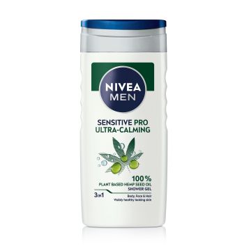 Nivea Men Sensitive Pro Ultra-Calming  Душ гел за мъже за тяло, лице и коса x250 мл