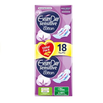 Everyday Sensitive Maxi Night Duo Дамски превръзки х18 броя