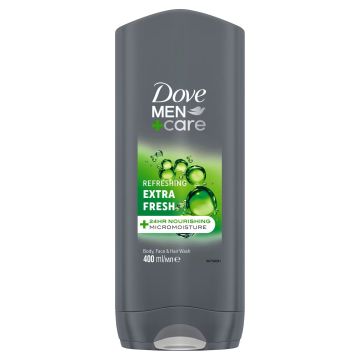 Dove Men+ Care Refreshing Extra Fresh Душ гел за мъже за тяло, лице и коса x400 мл