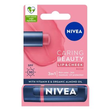 Nivea Caring Beauty Rose Балсам за устни и скули SPF30 x4.8 грама