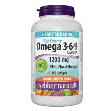 Омега 3-6-9 1200 mg x150 софтгел капсули Webber Naturals