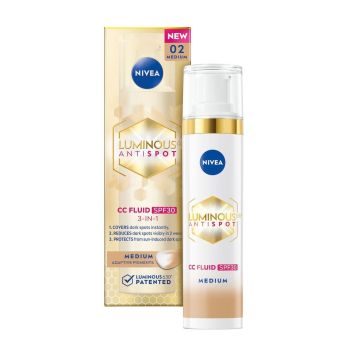 Nivea Luminous CC Цветен флуид за лице с SPF30 x40 мл, medium