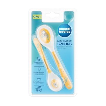 Canpol babies Меламинови лъжички Exotic Animals 9+ месеца x2 броя, Yellow