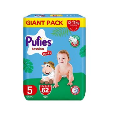 Pufies Fashion Pants 5 Бебешки пелени тип гащички за деца с тегло от 12 до 17 килограма x62 броя
