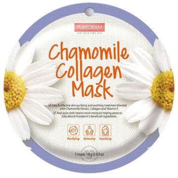 Purederm Успокояваща шийт маска за лице с колаген, лайка и витамин Е х18 г