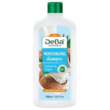 DeBa Natural Beauty Овлажняващ шампоан с кокос и арган за тънка  и фина коса x500 мл