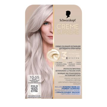 Schwarzkopf Creme Supreme Дълготрайна боя за коса, 10-55 Cool Silver Blonde