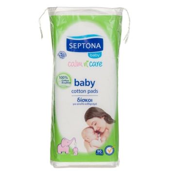 Septona Baby Памучни тампони за почистване на бебешка кожа x90 броя