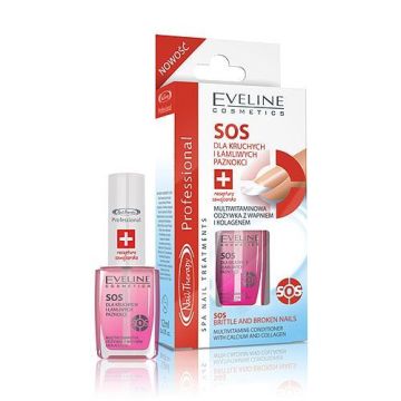 Eveline Nail Therapy Professional SOS Балсам за нокти с калций и колаген х12 мл