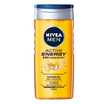 Nivea Men Active Energy Освежаващ душ гел за тяло, лице и коса x250 мл