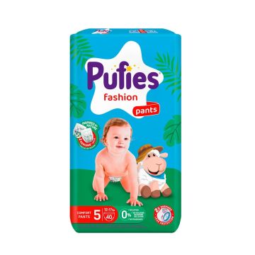 Pufies Fashion Pants 5 Бебешки пелени тип гащички за деца с тегло от 12 до 17 килограма x40 броя