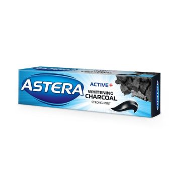 Astera Active+ Whitening Charcoal Избелваща паста за зъби с активен въглен x110 грама