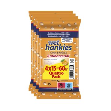 Wet Hankies Дезинфекциращи мокри кърпи с портокал 4х15 броя