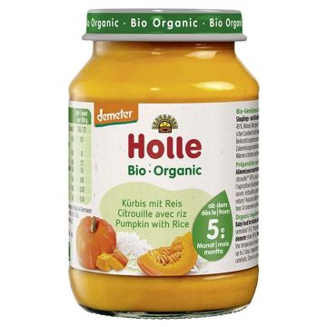 Holle Био пюре тиква с ориз за деца след 5-ия месец x190 грама