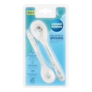 Canpol babies Меламинови лъжички Exotic Animals 9+ месеца x2 броя, Grey