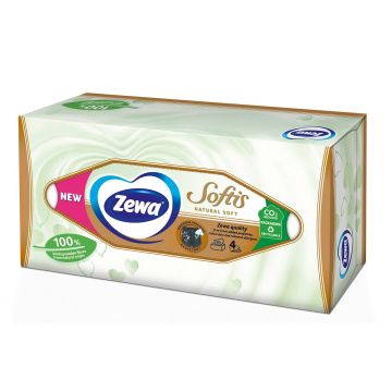 Zewa Softis Natural Soft Хартиени кърпички в кутия x80 броя