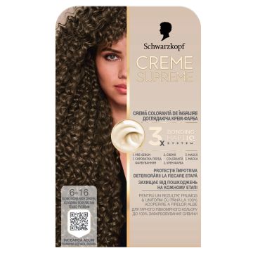 Schwarzkopf Creme Supreme Дълготрайна боя за коса, 6-16 Dark Ash Blonde
