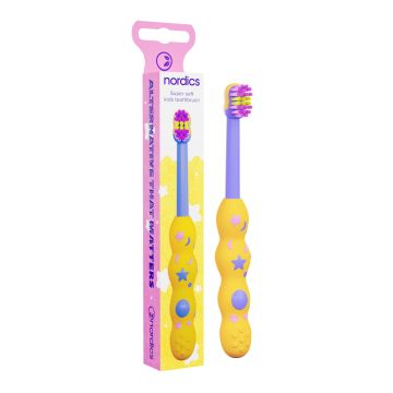 Nordics Premium Baby Четка за зъби за бебета 4080 Super Soft, жълта