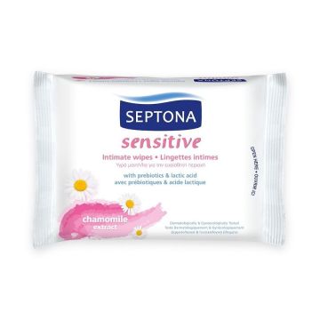 Septona Sensitive Интимни мокри кърпи с екстракт от лайка и млечна киселина х15 броя