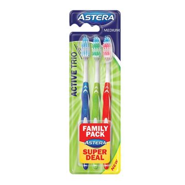 Astera Active Trio Четка за зъби, размер Medium х3 броя