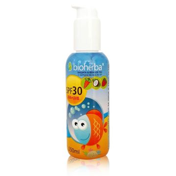 Слънцезащитен крем с масла от малина, морков и кокос, SPF 30 х150 мл Bioherba