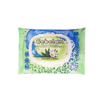 Bebelan Бебешки мокри кърпи с алое и лайка х24 броя