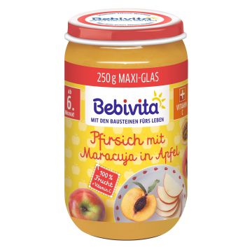 Bebivita Пюре от ябълка, праскова и маракуя за над 6 месеца x250 грама