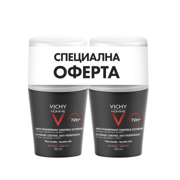 Vichy Комплект Homme Део ролон против изпотяване 72ч 2x50мл