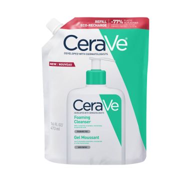 CeraVe Измиващ гел-пяна за лице и тяло за мазна кожа х473 мл, рефил