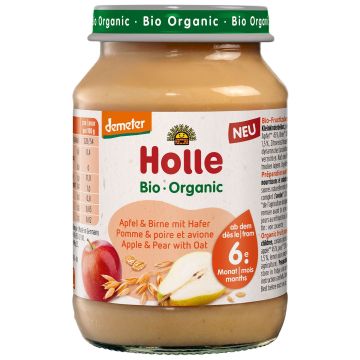 Holle Bio Деметер Пюре ябълка, круша и овес за деца след 6-ия месец x190 грама
