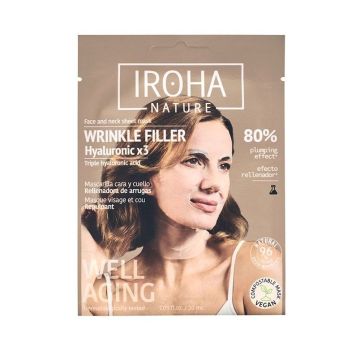 Iroha Nature Анти-ейдж маска за лице и шия с тройна хиалуронова киселина x1 брой
