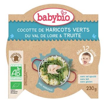 Babybio Био меню с пъстърва и зелен фасул за деца над 12 месеца x230 грама