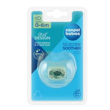 Canpol babies Силиконова залъгалка от 0 до 6 месеца х1 брой, Костенурка/синя