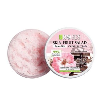Nature of Agiva Fruit Salad Захарен скраб за лице и тяло с йогурт, розова вода и шоколад x200 мл
