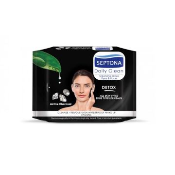 Septona Active Charcoal Detox Козметични кърпи за лице с активен въглен x20 броя